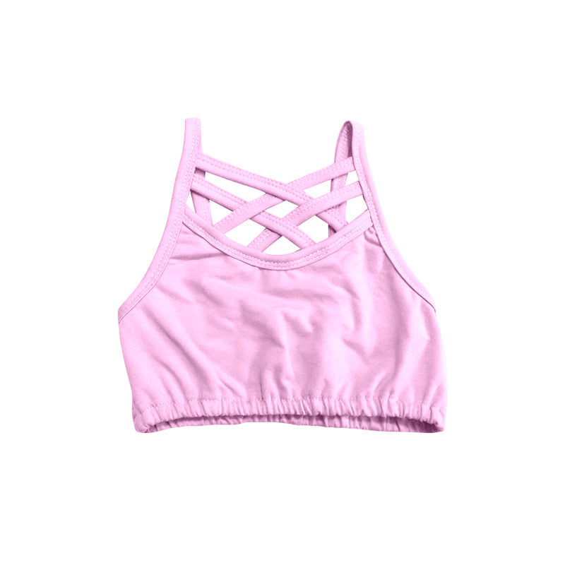( Moq 5 ) Preorder Baby Girls Kids Sleeveless Yoga Pink Vest Tops