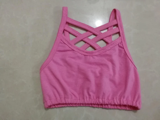 ( Moq 5 ) Preorder Baby Girls Kids Sleeveless Yoga Hot Pink Vest Tops