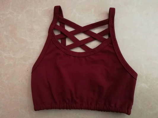( Moq 5 ) Preorder Baby Girls Kids Sleeveless Yoga Dark Red Vest Tops
