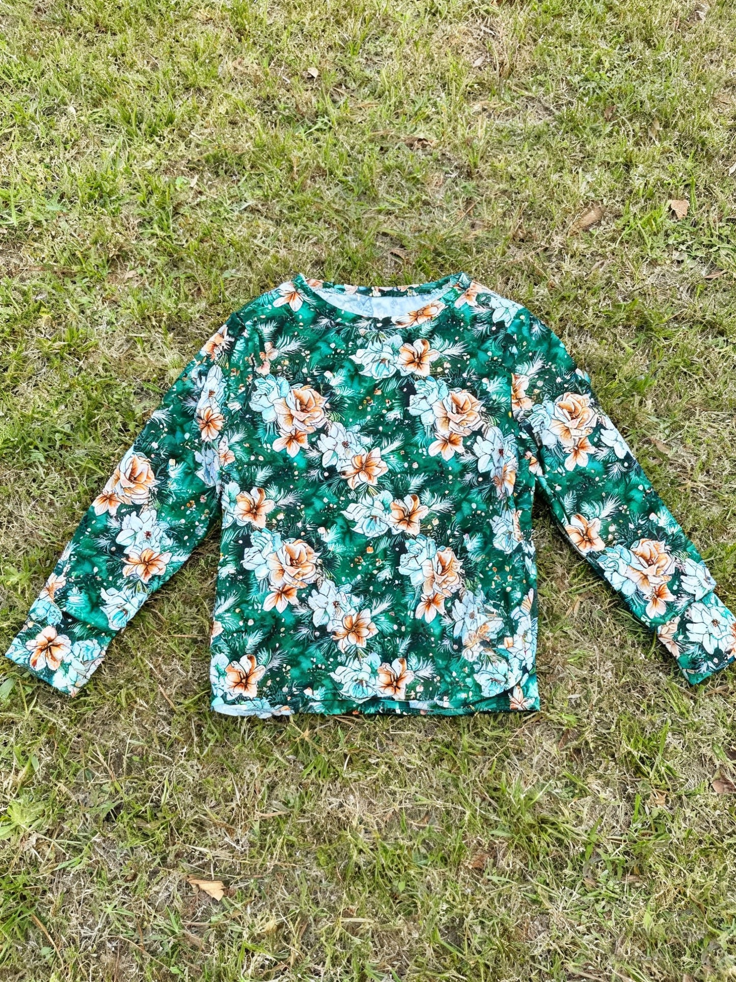 ( Moq 5 ) Preorder Baby Girls Kids Long Sleeves Flower Green Shirt Tops
