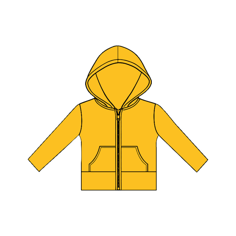 ( Moq 5 ) Preorder Baby Girls Long Sleeves Pockets Zipper Yoga Hoodie Orange Jacket Tops
