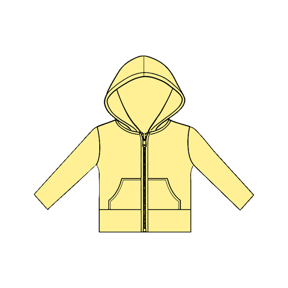 ( Moq 5 ) Preorder Baby Girls Long Sleeves Pockets Zipper Yoga Hoodie Yellow Jacket Tops