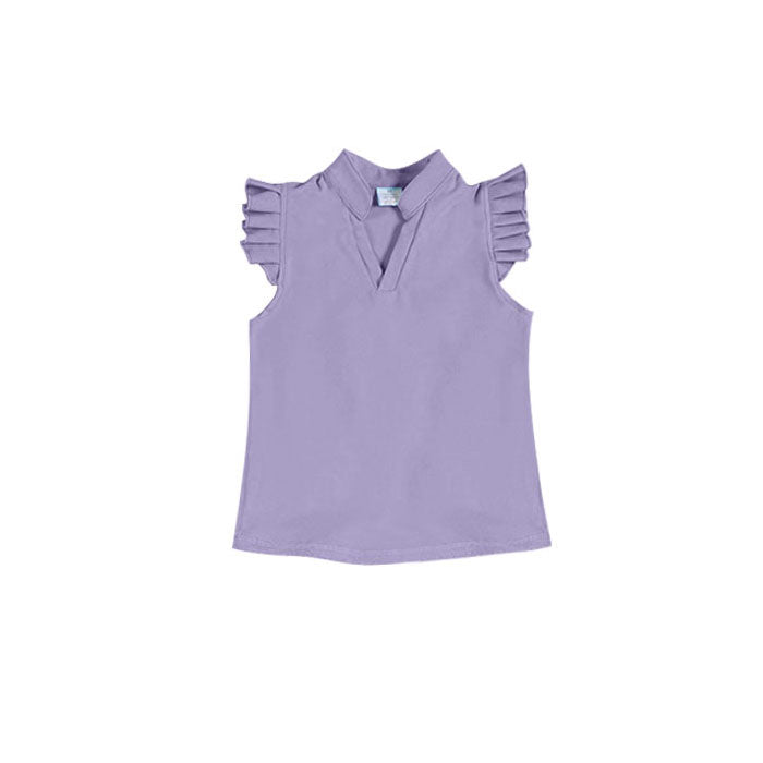 ( Moq 5 ) Preorder Baby Girls Short Sleeves Purple Yoga Active Shirt Tops