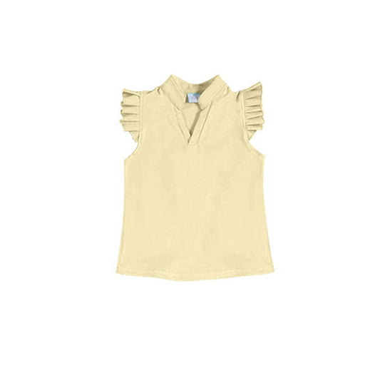 ( Moq 5 ) Preorder Baby Girls Short Sleeves Yellow Yoga Active Shirt Tops