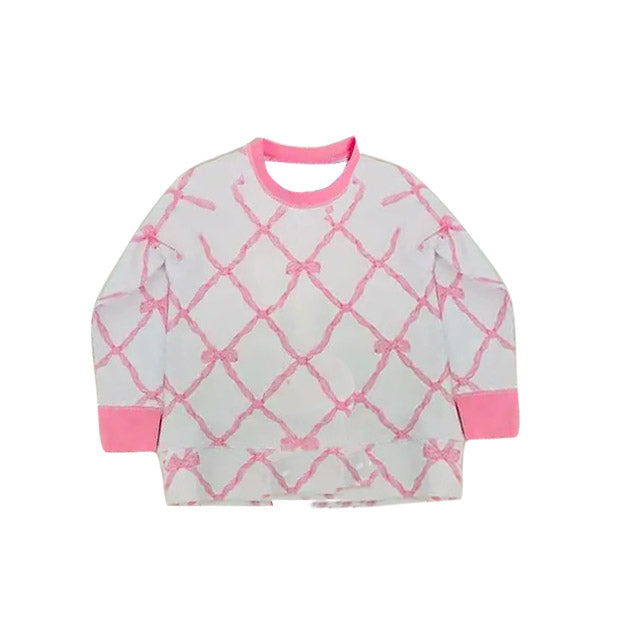 ( Moq 5 ) Preorder Baby Girls Kids Long Sleeves Pink Bows Shirts Tops