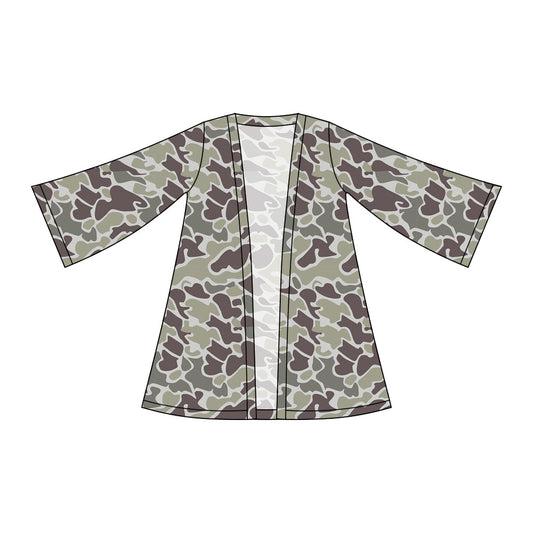 ( Moq 5 ) Preorder Baby Girls Kids Long Sleeve Dark Grey Camo Cardigan Tops