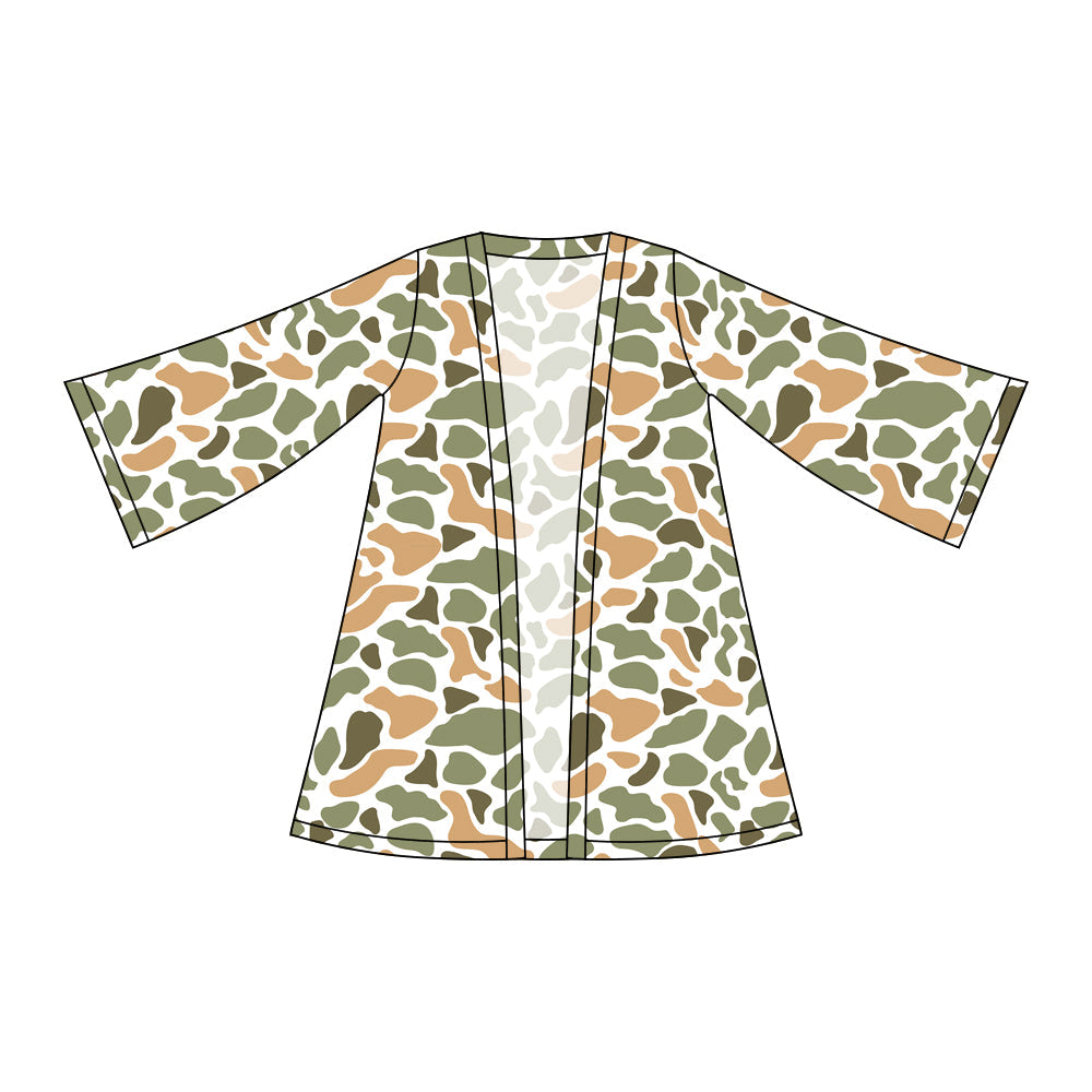 ( Moq 5 ) Preorder Baby Girls Kids Long Sleeve Orange Green Camo Cardigan Tops