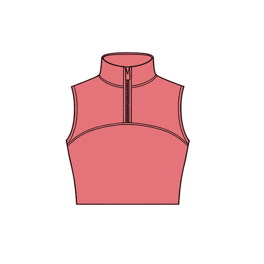 ( Moq 5 ) Preorder Baby Girls Kids Sleeveless Zipper Yoga Tank Tops