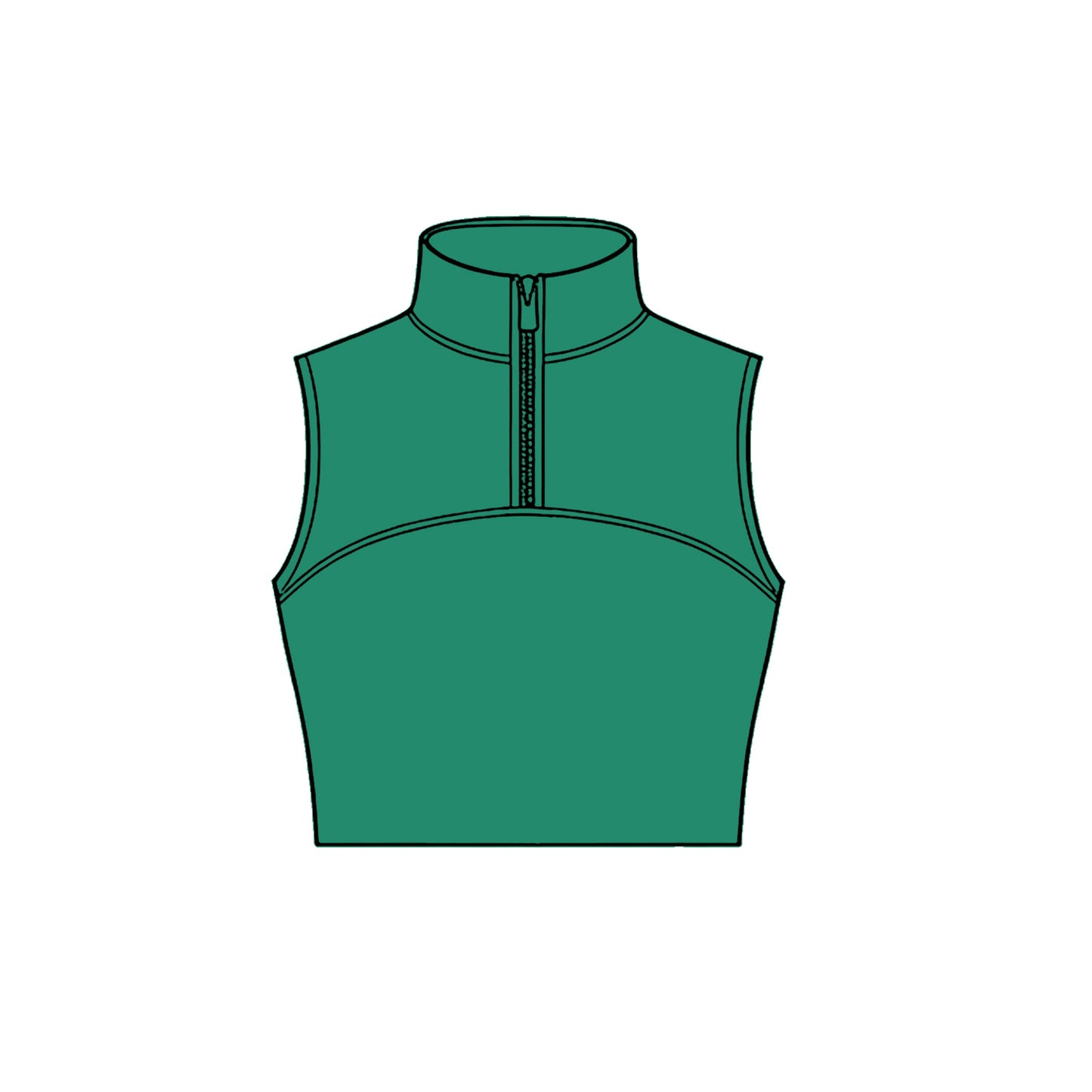 ( Moq 5 ) Preorder Baby Girls Kids Sleeveless Zipper Yoga Green Tank Tops