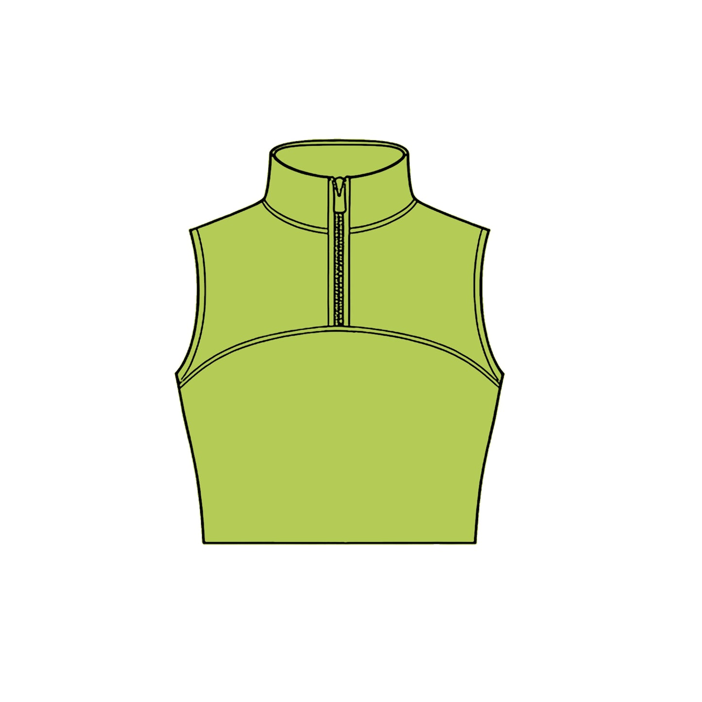 ( Moq 5 ) Preorder Baby Girls Sleeveless Zipper Yoga Green Tank Tops