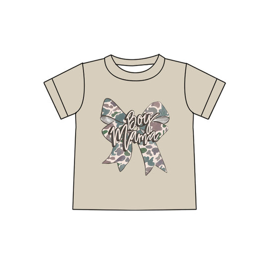 ( Moq 5 ) Preorder Adult Women Short Sleeves Boy Mama Camo Bow Shirt Tops