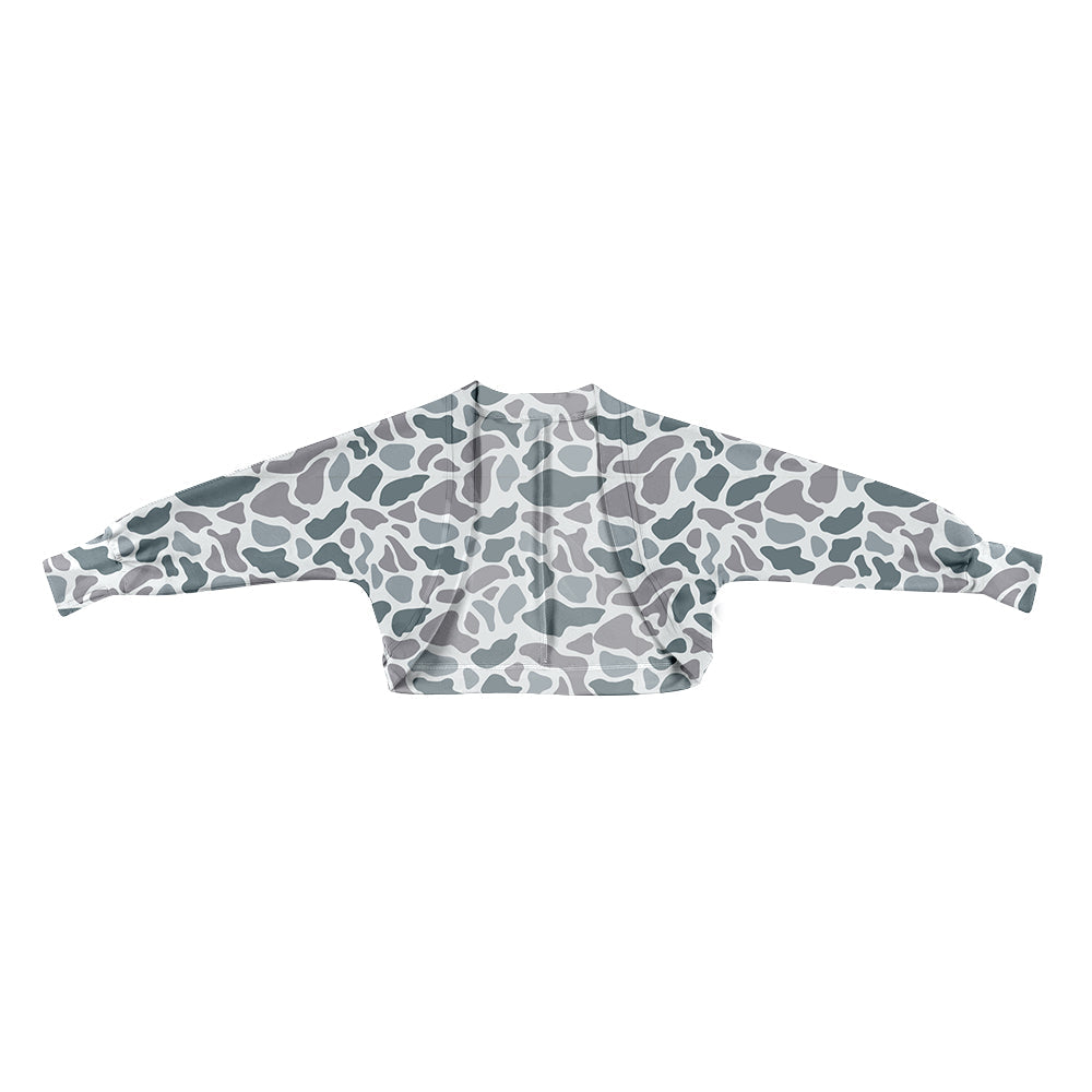 ( Moq 5 ) Preorder Baby Girls Long Sleeves Grey Camo Southern Cardigan Shirt Tops