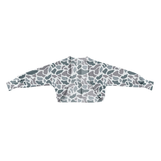 ( Moq 5 ) Preorder Baby Girls Long Sleeves Grey Camo Southern Cardigan Shirt Tops
