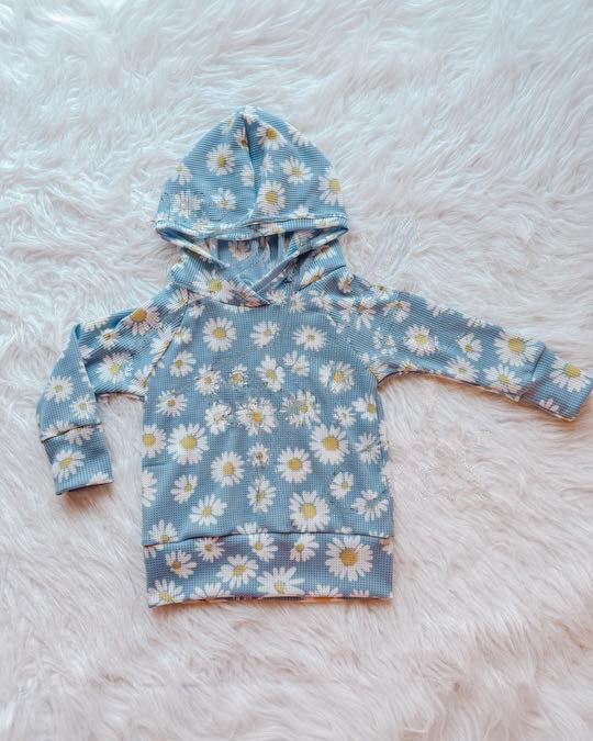 ( Moq 5 ) Preorder Baby Girls Long Sleeves Flower Blue Hoodie Shirt Tops