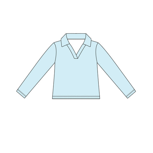 ( Moq 5 ) Preorder Baby Girls Kids Long Sleeves Light Blue Yoga Active Pullover Tops