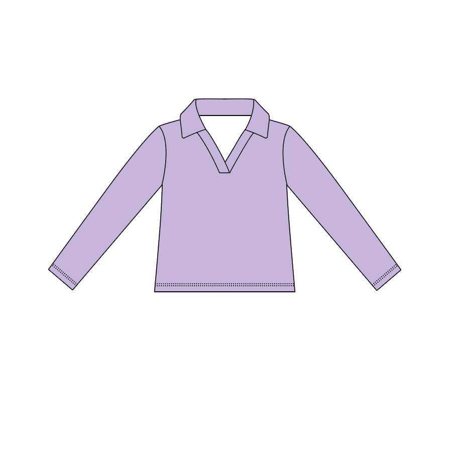 ( Moq 5 ) Preorder Baby Girls Kids Long Sleeves Purple Yoga Active Pullover Tops
