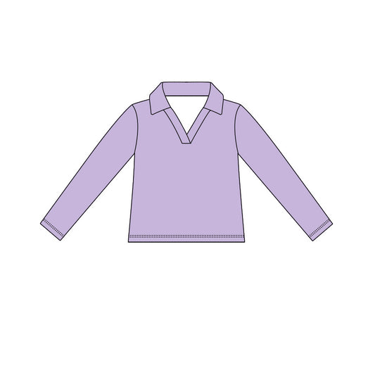( Moq 5 ) Preorder Baby Girls Kids Long Sleeves Purple Yoga Active Pullover Tops