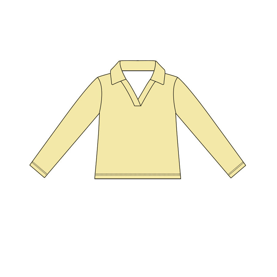 ( Moq 5 ) Preorder Baby Girls Kids Long Sleeves Yellow Yoga Active Pullover Tops
