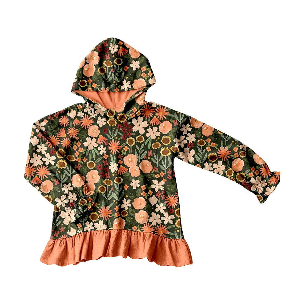( Moq 5 ) Preorder Baby Girls Kids Flower Hoodie Ruffle Shirt Fall Tops Clothes