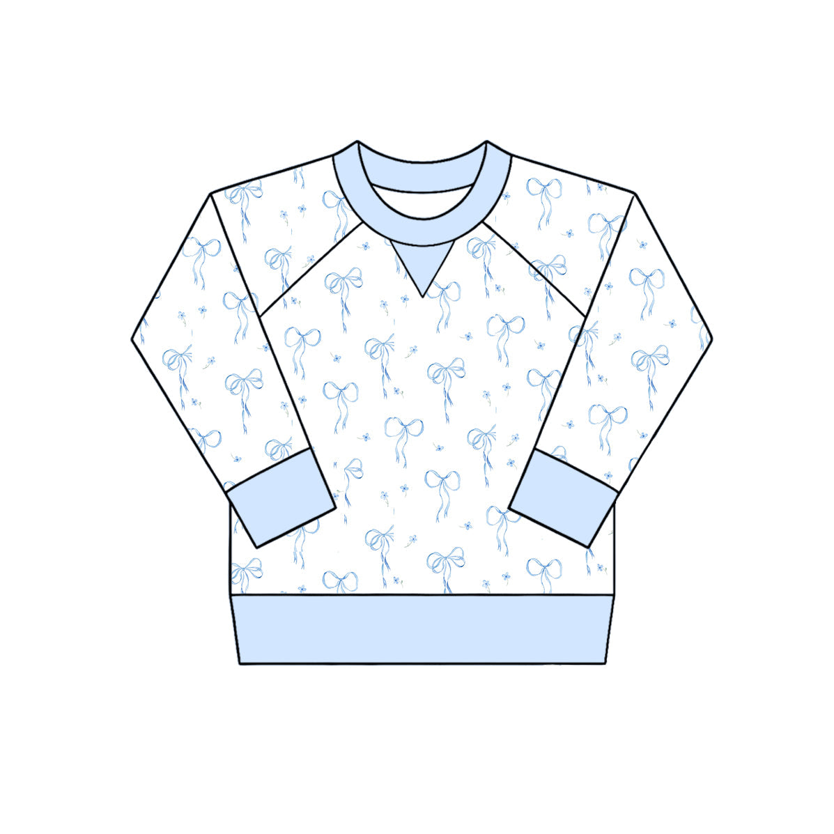 ( Moq 5 ) Preorder Baby Girls Kids Long Sleeves Blue Bows Floral Shirt Tops Clothes