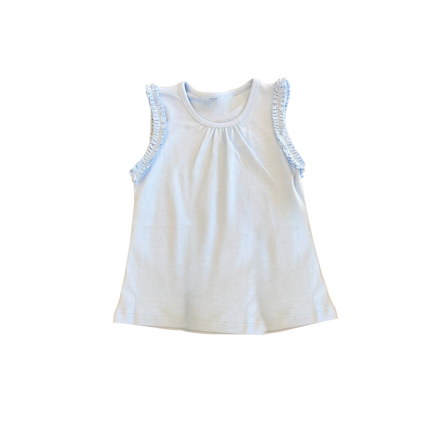 ( Moq 5 ) Preorder Baby Girls Sleeveless White Ruffle Pullover Kids Cotton Tops Clothes