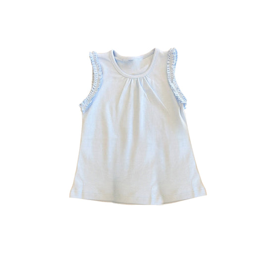 ( Moq 5 ) Preorder Baby Girls Sleeveless White Ruffle Pullover Kids Cotton Tops Clothes