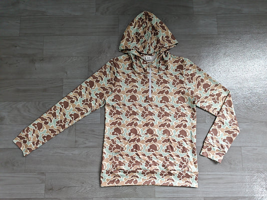 Adult Men Long Sleeves Hoodie Zipper Camo Pullover Shirt RTS