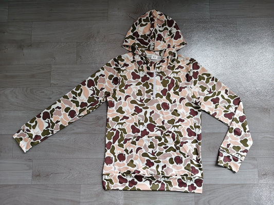 ( No moq ) Preorder Adult Men Long Sleeves Hoodie Zipper Camo Pullover Ducks Deer Dogs Shirt