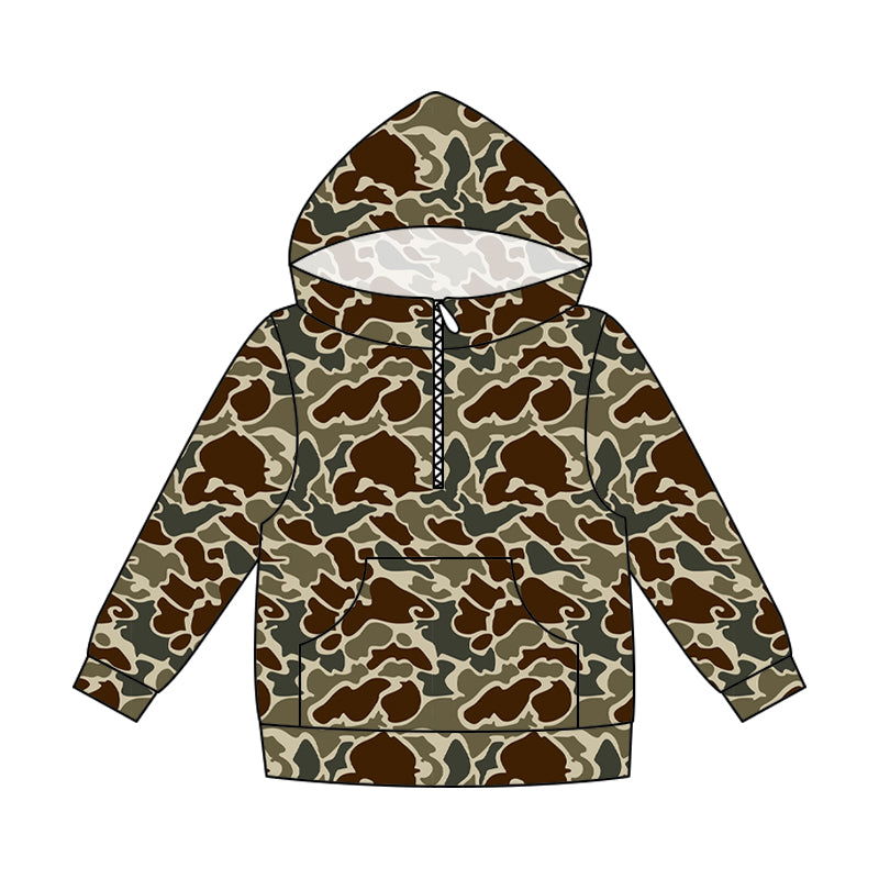 ( Moq 5 ) Preorder Adult Men Long Sleeves Hoodie Zipper Shirt Camo Pocket Pullover