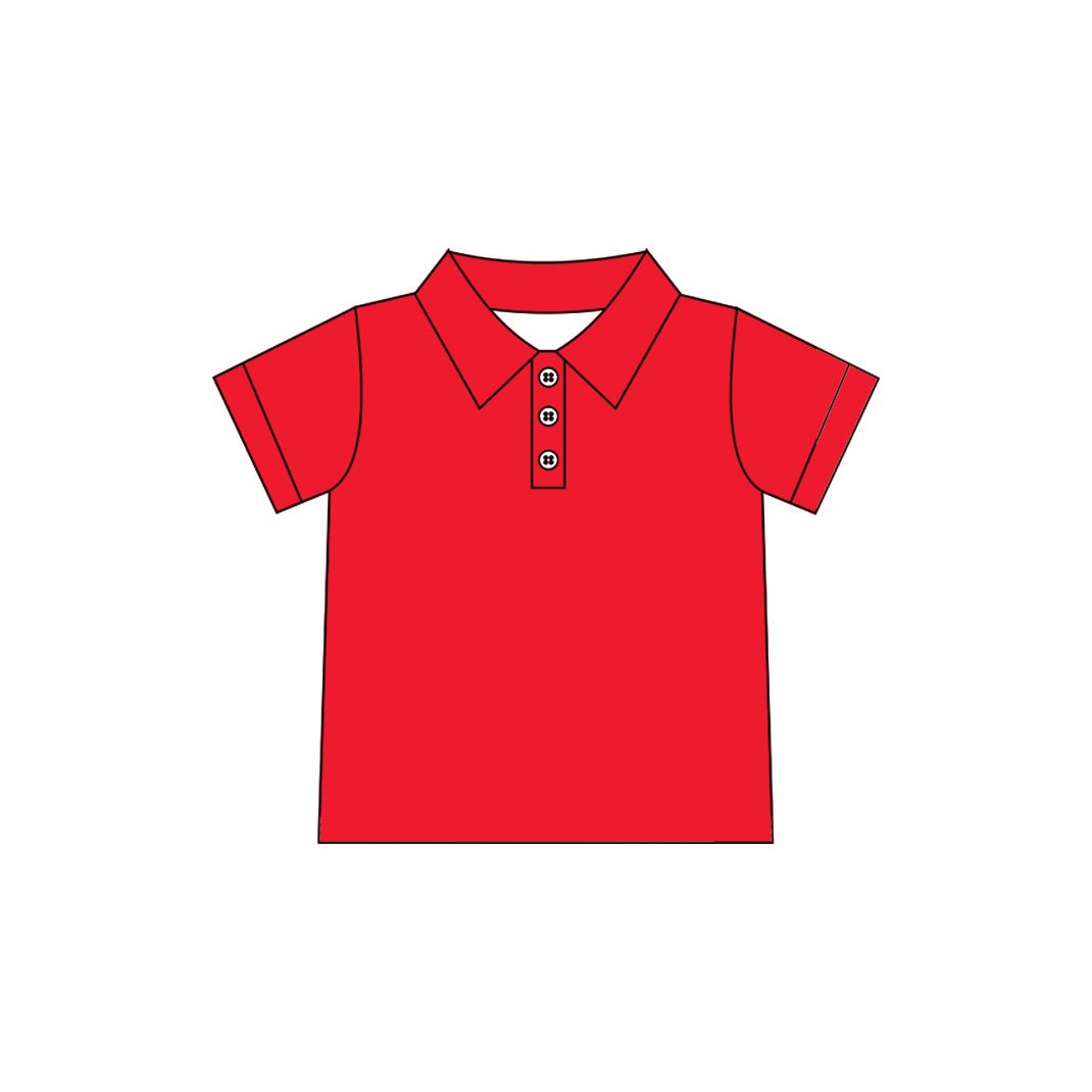 ( Moq 5 ) Preorder Baby Girls Kids Short Sleeves Red Buttons Yoga Active Shirt Tops