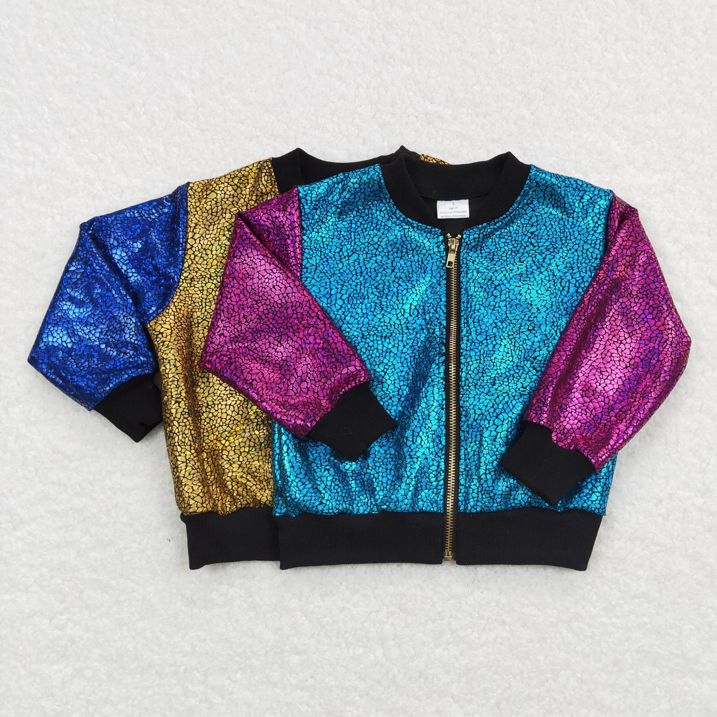 BT0293 Baby Kids Long Sleeves Zipper Coat Gold Blue Jacket