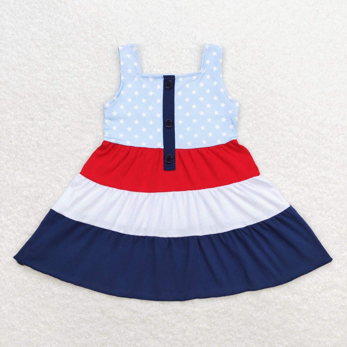 Baby Girl Summer Sleeveless Stars July 4th Dress