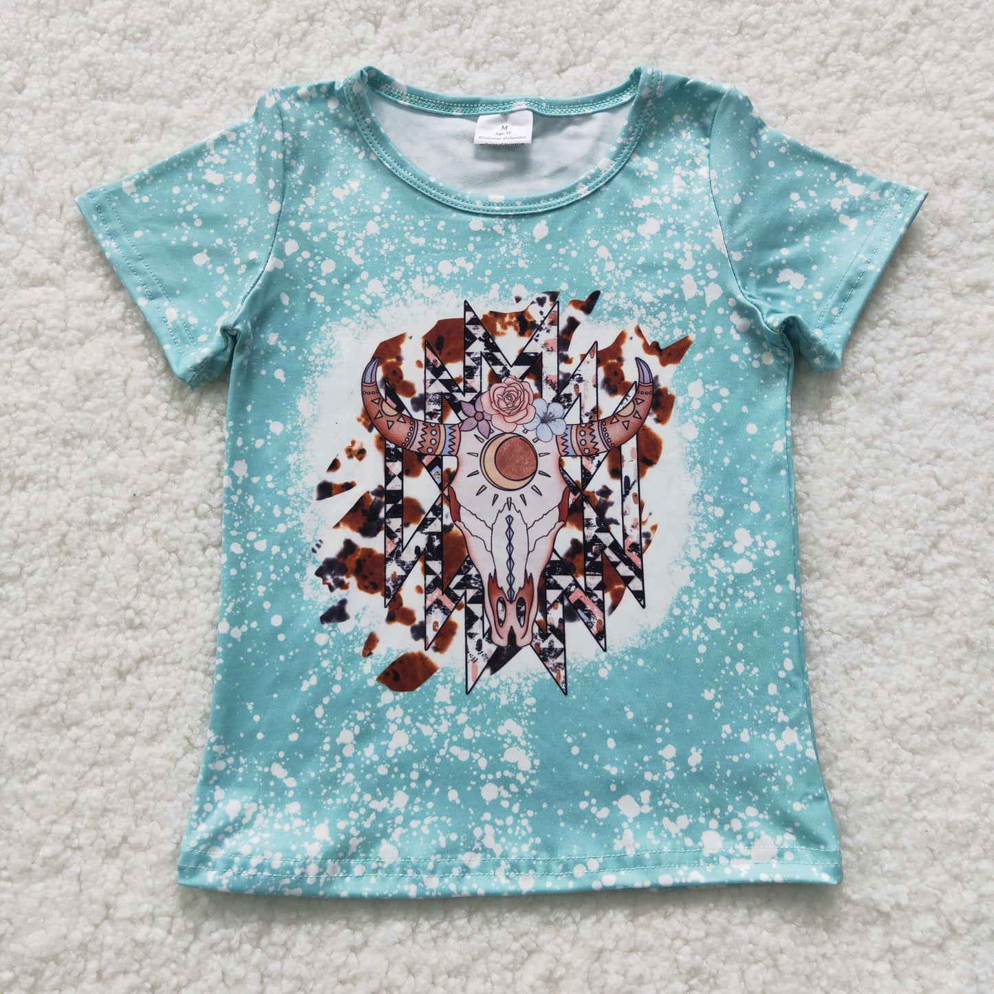 GT0238 Baby Girl Short Sleeves Western Cow Shirt
