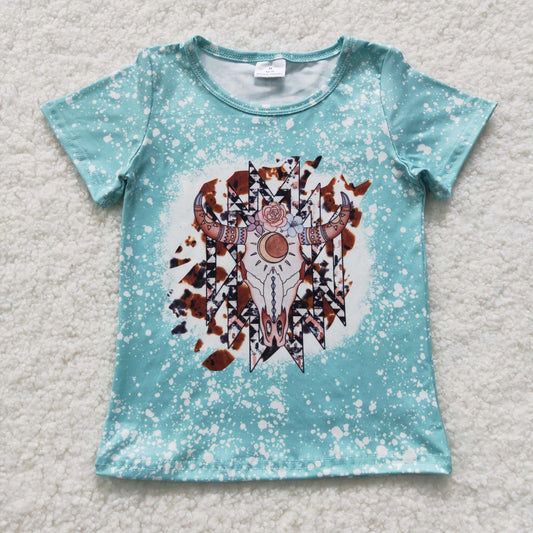GT0238 Baby Girl Short Sleeves Western Cow Shirt