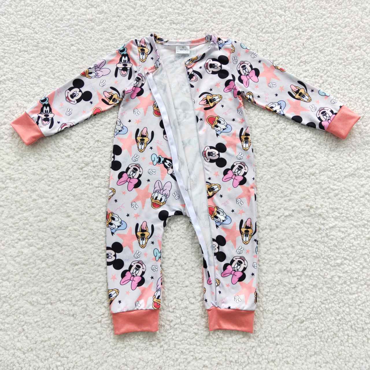 LR0298 Baby Girl Long Sleeves Cartoon Romper