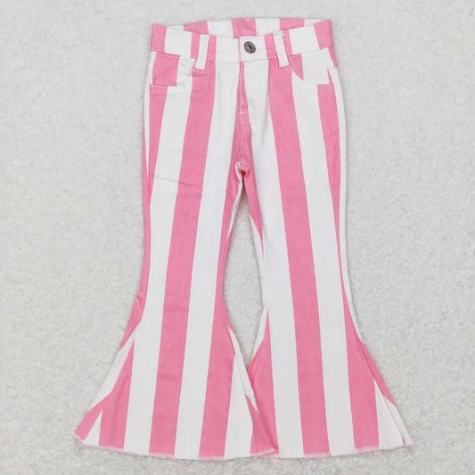 Baby Girls Kids Pink Stripes Denim Bell Pants Jeans Bottoms RTS