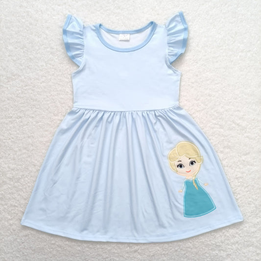 Baby Girl Short Sleeves Princess Light Blue Dress