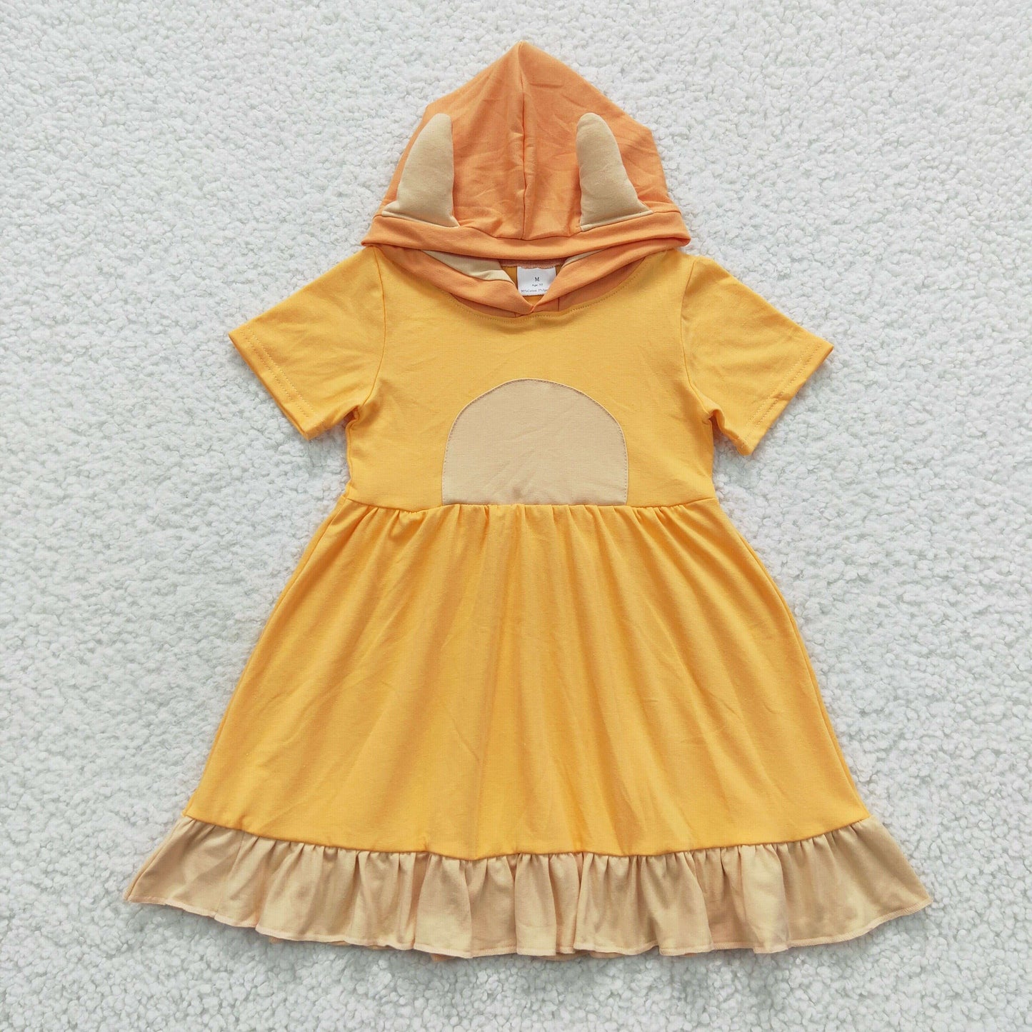 GSD0385 Baby Girl Short Sleeves Hoodie Yellow Dress
