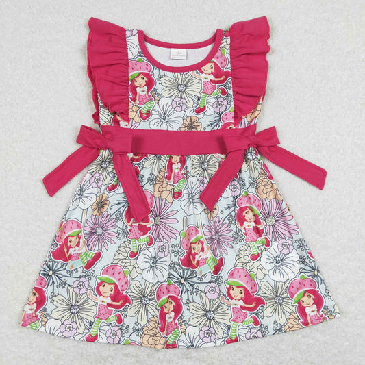 GSD0613 Baby Girl Short Sleeves Strawberry Floral Dress
