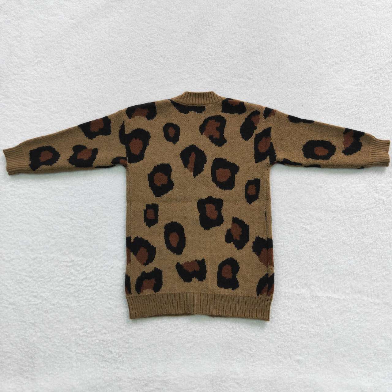 GT0189 Baby Kids Long Sleeves Leopard Cardigan Sweater Coat