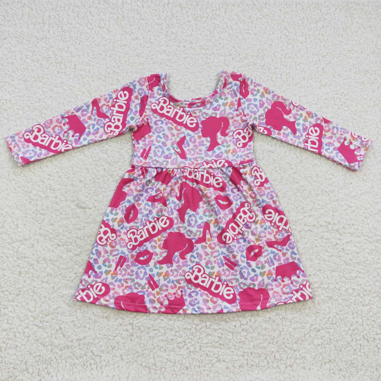 GLD0276 Baby Girl Leopard Birthday Long Sleeves Dress