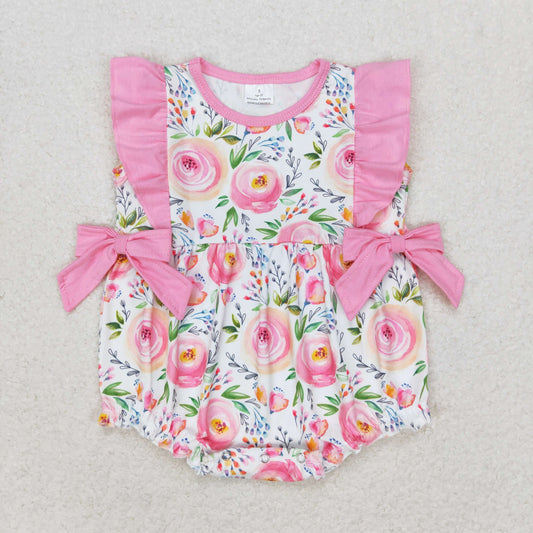 Baby Girl Flower Pink Bubble One Piece Romper