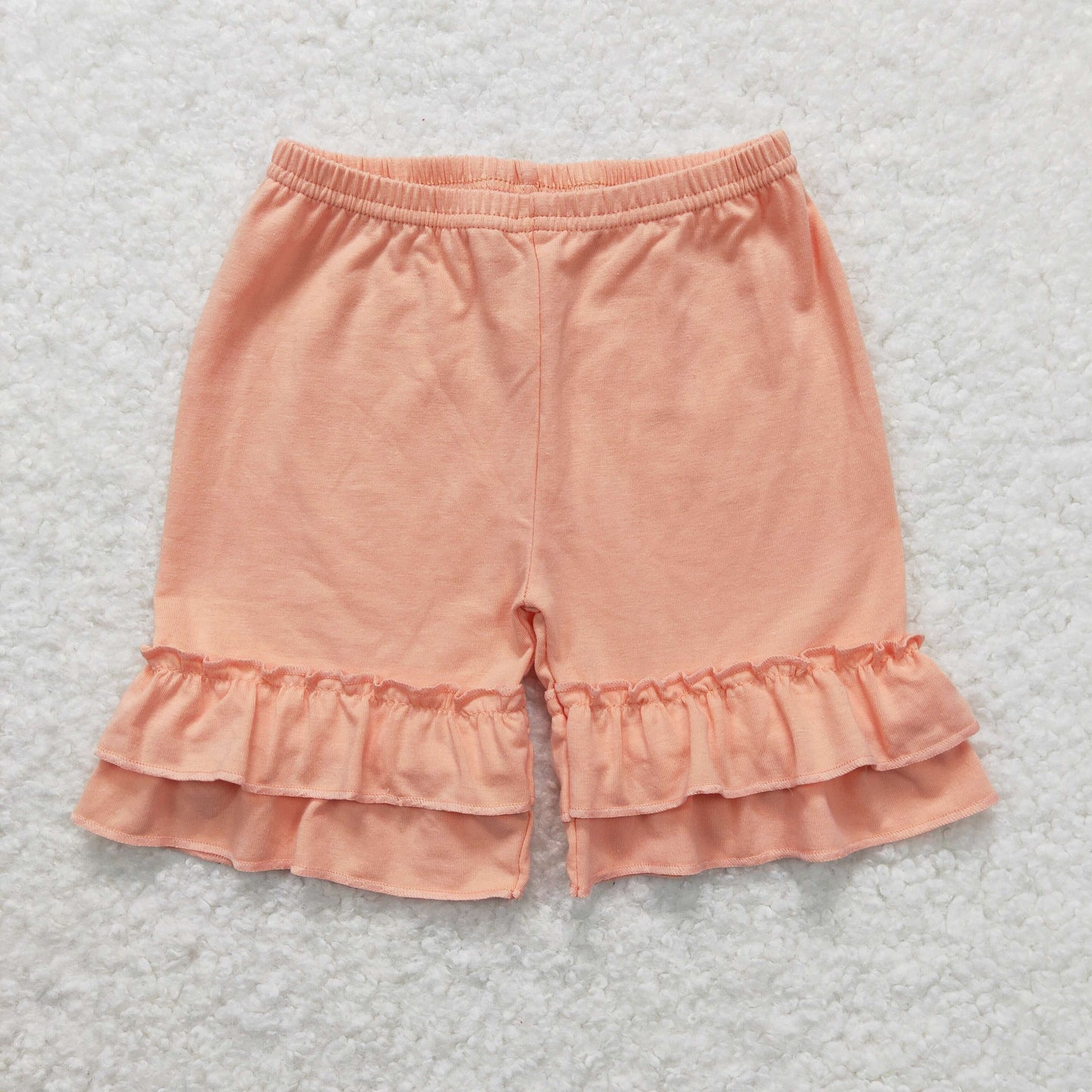 Baby Girl Light Orange Cotton Ruffle Shorts