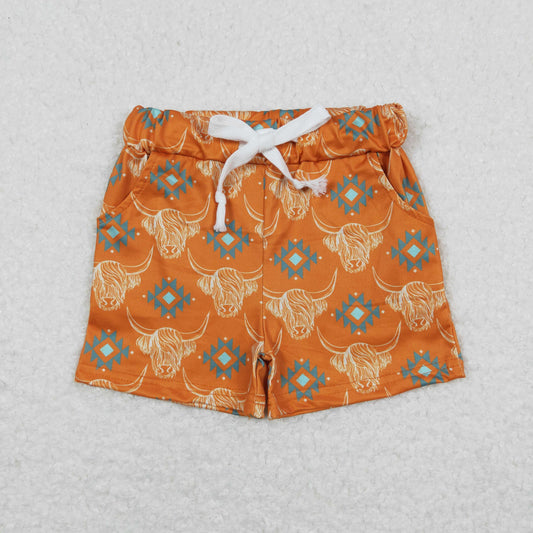 Baby Boy Western Cow Print Pocket Summer Shorts