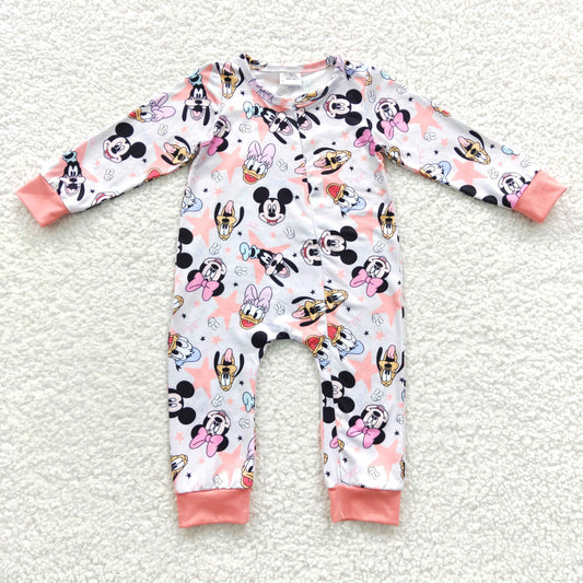 LR0298 Baby Girl Long Sleeves Cartoon Romper