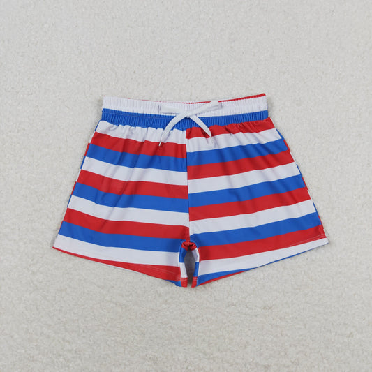 Baby Boy One Piece Red Blue Stripes July 4th Swimsuits Trunks Swimwear