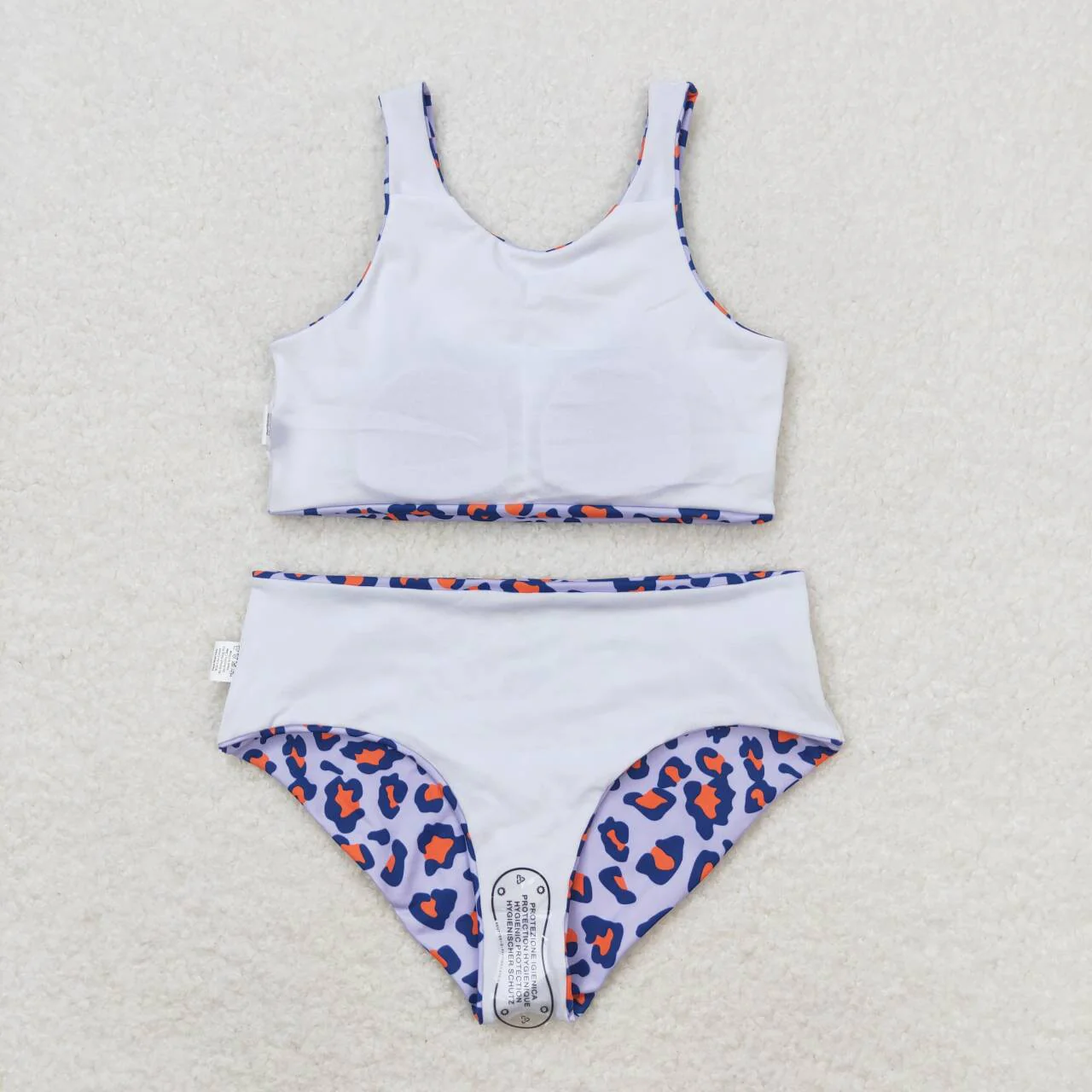 Baby Girl Sleeveless Leopard Tops Bummie Shorts Blue Swimsuit