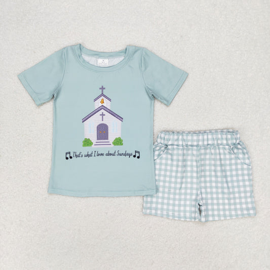 Baby Boy Short Sleeves Church Shirt Plaid Pocket Shorts Summer Set