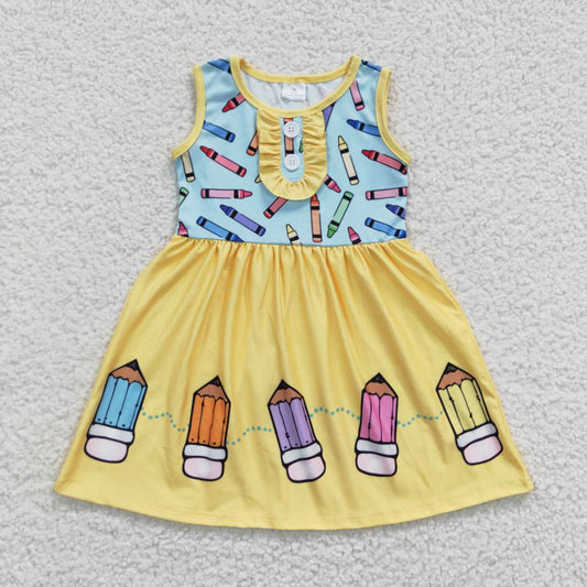 GSD0383 Baby Girl Sleeveless Back To School Pencil Dress