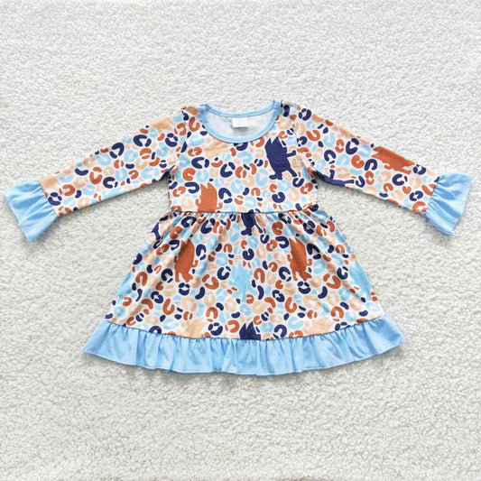 GLD0280 Baby Girl Dogs Leopard Long Sleeves Dress